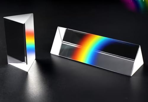 Mini Glass Crystal Triangular Prism, Rainbow Maker for Light Refraction Spectrum Learning, Photography Science Physics Teaching Prop (5cm)