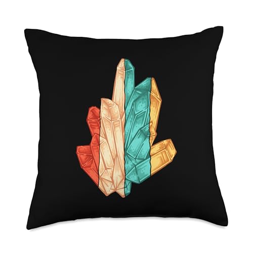 Best Rocks And Minerals Guide Kit Collection Gifts Retro Geologist Stone Mineral Collector Throw Pillow, 18x18, Multicolor - size: 18x18