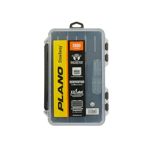 Plano StowAway 3600 Stow Tackle Box with Corrosion-Preventive Rustricor, Single Latch Design, Transparent DuraView Lid, Stackable Storage for Fishing Bait, Lures and Gear - size: 3600, style: New Model