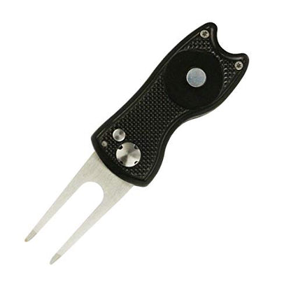 Foldable Golf Divot Repair Tool with Golf Ball Marker - color: Black-USA Flag