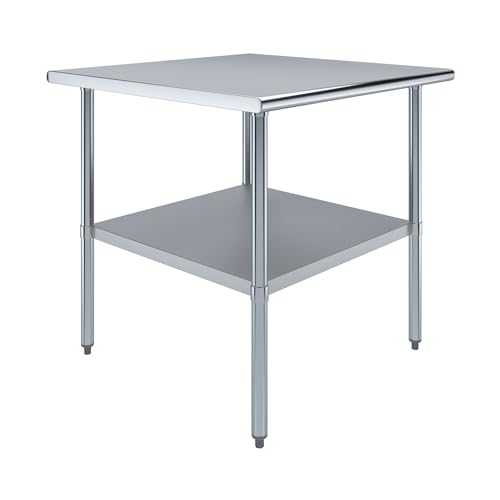 AmGood 36 in. x 36 in. Stainless Steel Work Table | Metal Kitchen Food Prep Table | NSF - size: 36 in. Long x 36 in. Deep without Wheels