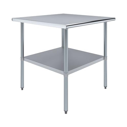 AmGood 36 in. x 36 in. Stainless Steel Work Table | Metal Kitchen Food Prep Table | NSF - size: 36 in. Long x 36 in. Deep without Wheels