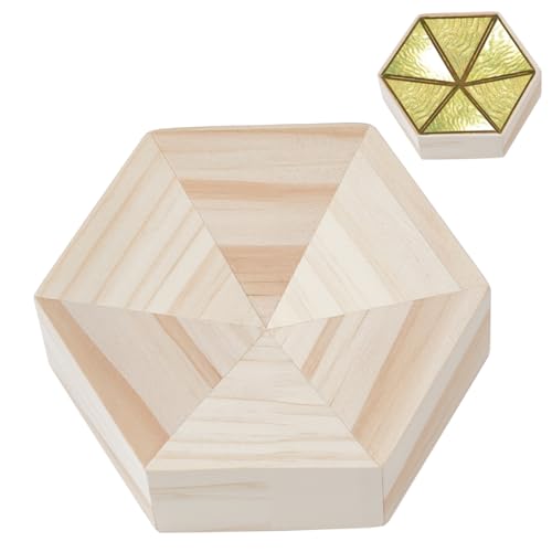 BENECREAT Hexagon Stained Glass Jig, 3D Glass Soldering Jig Wood Soldering Tool with Sturdy Construction for Precise Glass Art and DIY Projects - style: Hexagon
