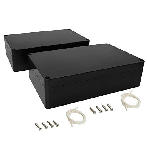 LeMotech Project Box ABS Plastic Junction Box IP65 Waterproof Hobby Box Electrical Boxes Universal Enclosure for Electronic Black 7.8 x 4.7 x 2.2 inch(200x120x56mm)（Pack of 2 - color: Black (2 packs), size: 7.8" x 4.7" x 2.2"