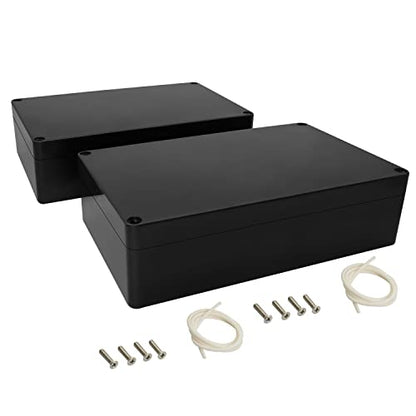 LeMotech Project Box ABS Plastic Junction Box IP65 Waterproof Hobby Box Electrical Boxes Universal Enclosure for Electronic Black 7.8 x 4.7 x 2.2 inch(200x120x56mm)（Pack of 2 - color: Black (2 packs), size: 7.8" x 4.7" x 2.2"