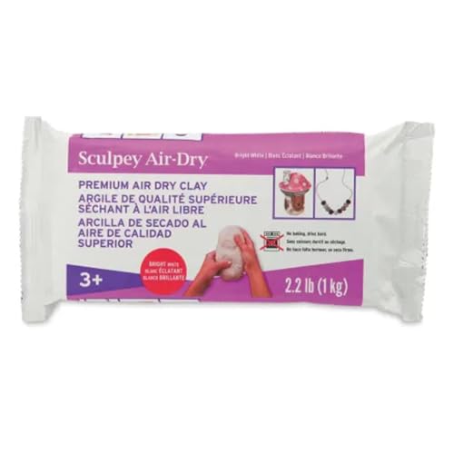 Sculpey Air-Dry, Premium Air Dry Clay, Bright White, No Baking Required, 2.2 lb. (1 kg), Pack of 3, 6.6 lbs. Total - color: White, 3-Pack