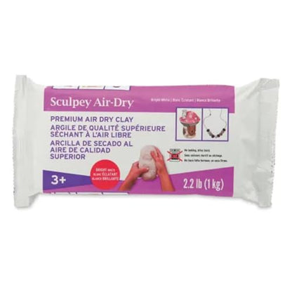 Sculpey Air-Dry, Premium Air Dry Clay, Bright White, No Baking Required, 2.2 lb. (1 kg), Pack of 3, 6.6 lbs. Total - color: White, 3-Pack