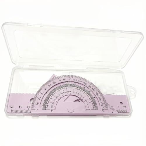 Multifunctional Geometric Ruler Set Protractor Triangle Straight Ruler Hand Measurement Drawing Tools with Storage Box for School Carpentry (Purple-1pc) - color: Purple-1pc