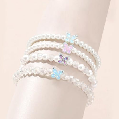 1266 Pcs Pearl Bracelet Making Kit White Beads for Bracelets for Adult - color: 25-White& Clear