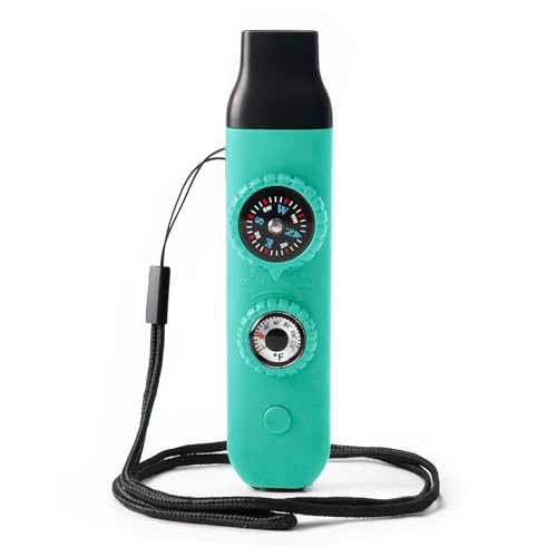 Emergency Survival Safety Whistle，Whistle for Kids with Lanyard,Compass,Thermometer,Ideal for Kayaking, Boating, Hiking, Camping, Climbing - color: TURQUOISE