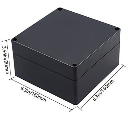 Junction Box IP65 Waterproof ABS Plastic Electrical Project Case Power Junction Boxes, Project Box with 4 PCS M16 Cable Glands 6.30x6.30x3.54 inch (160 x 160 x90 mm) - color: Black, size: 6.30"x6.30"x3.54"
