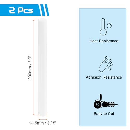 MECCANIXITY ABS Plastic Rod Round Solid Bar 15 mm x 200mm White for DIY Model Material, Architectural Model Making, DIY Sand Table, Pack of 2 - color: White, size: 15 mm x 200mm