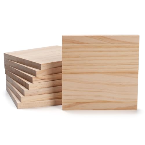 Wooden Blocks Wood Blocks for Crafts, 8 PCS 6″X6″X1/2″ Blank Wood Squares - size: 6″x6″x1/2″ - 8PCS