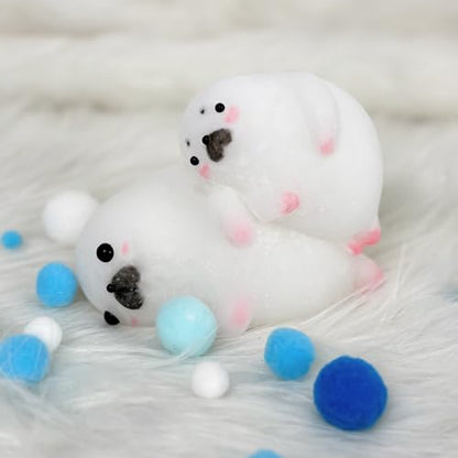 Taba Squishy Kit Seal Silicone Mold 4''+Liquid Gel+Flocking Cute Animal Maker Set - color: 4'' Seal