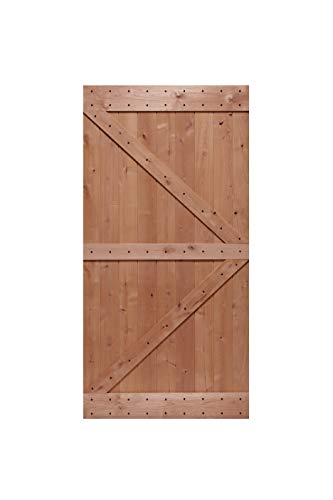 LUBANN 42 in. x 84 in. Rustic British-Brace Hardwood Barn Door Unfinished Knotty Alder Solid Wood Barn Door Slab - size: 42X84 British Brace