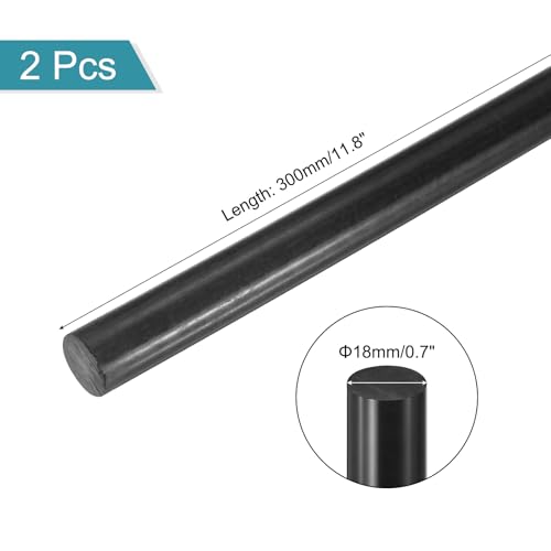 MECCANIXITY ABS Plastic Rod 18mm x 300mm Black Pack of 2 Pcs - color: Black, size: 18mm x 300mm