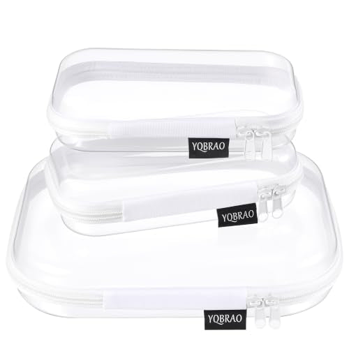 YQBRAO 3-Piece Clear Hard Shell Zipper Case Set, 1M 2S, White - color: White, size: MSS