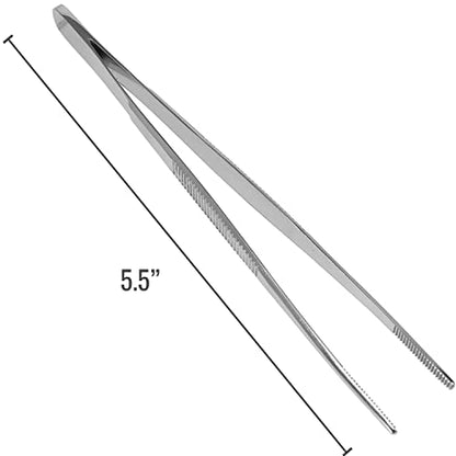 MABIS Surgical Tweezers and Dressing Forceps, 5.5 inches long, Serrated, Stainless Steel (Pack of 2) - size: 5.5 Inch (Pack of 2)