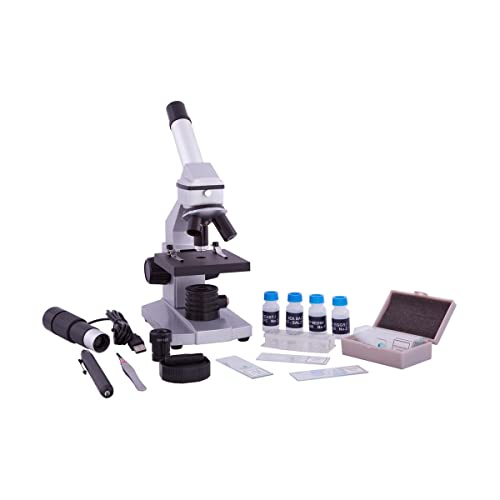 Explore One Intermediate Compound Microscope for Kids – 40X - 1024X Magnification, LED Illumination & Wide Range of Accessories Included – USB Eyepiece Directly Connects to Computer