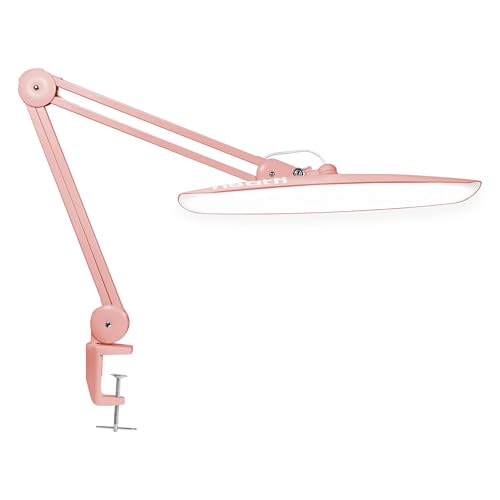 Neatfi XL 2200 Lumens 24W LED Desk Lamp – Shadow-Free Task Lighting | 4-Level Dimming | Home Office & Crafts Use | 20-Inch Wide Head (Rose Gold, Non-CCT with Clamp) - color: Rose Gold, size: Non-CCT with Clamp
