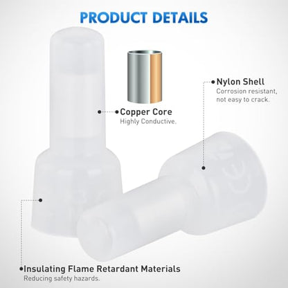 Nilight 300PCS CE5 Closed End Crimp Terminal 12-10 Gauge Nylon Insulated - color: 300PCS 12-10# Terminals