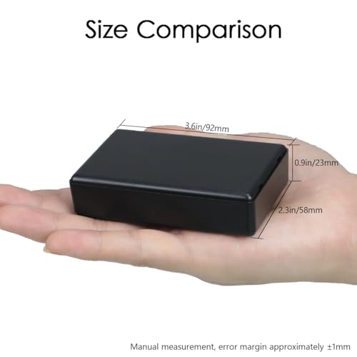LeMotech Project Box, 5 Pieces ABS Electrical Box Small Junction Box for Electronics PCB Case,Electronic Hobby Box Black, Outside Size 3.6 x 2.3 x 0.9 inch (92 x 58 x 23 mm) - size: 3.6" x 2.3" x 0.9"(5pc)