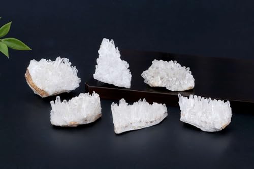 LAIDANLA Clear Quartz Crystal Natural Healing Crystals Stones Cluster Mineral Geode Gemstones for Reiki Energy Balance Calming Effects Wicca 80-100g - color: B-80g-100g