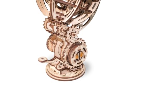EWA Eco-Wood-Art Kinetic Globe 3D Wooden Puzzle, Mechanical Model Kit, 205 Pieces, Wood