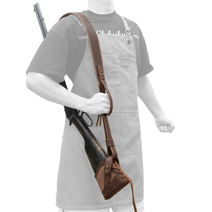 WAYNE'S DOG No Drill Leather Rifle Sling with Slip-on Recoil Pad and Barrel Mount fit for Lever Action Rifles, Shotguns - color: Coffee, size: Canvas & Leather