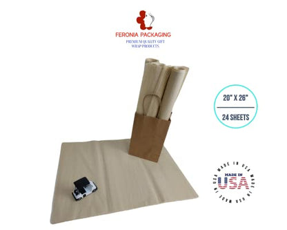 Parchment Tissue Paper Squares, Bulk 24 Sheets, Premium Gift Wrap and Art Supplies for Birthdays, Holidays, or Presents by Feronia packaging, Large 20 Inch x 26 Inch - color: Parchment