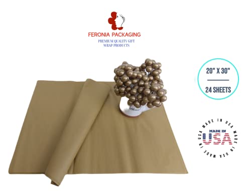 Antique Gold Tissue Paper Squares, Bulk 24 Sheets, Premium Gift Wrap and Art Supplies for Birthdays, Holidays, or Presents by Feronia packaging, Large 20 Inch x 30 Inch - color: AntiqueGold