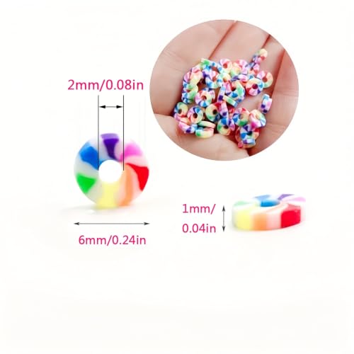 Luvhua 6mm Rainbow Polymer Clay Heishi Beads - 1150Pcs Bulk Flat Discs for Adult DIY Jewelry Making, Stackable Bracelets, Necklaces & Anklets