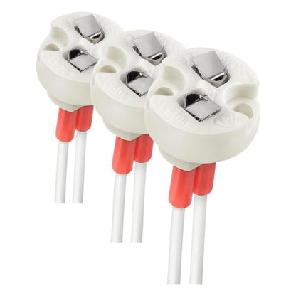 DiCUNO G4, GU5.3 Bi-Pin Ceramic Base Socket, MR16, MR11 Halogen Incandescent LED Bulb Holder Wire Connector (12pcs) (Pack of 3) - size: 12 Count (Pack of 3)