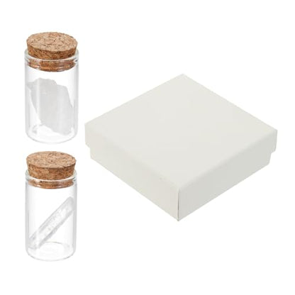 uxcell 2Pcs Crystal Gemstone Bottles, Natural Crystal Stone Bulk with Glass Display Jar Mini Stuff Collectible Adornments for Home Office Centerpiece Collection Gift, White/Clear - color: White/Clear