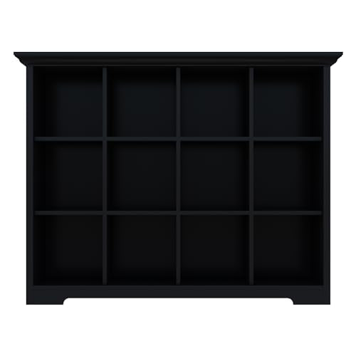 OSCHF 12-Cube Open Bookcase with Base, 3-Tier Wooden Bookshelf, Black - color: Black, size: 12-Cube