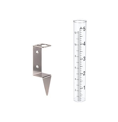 5" Capacity Rain Gauge with 2 in 1 Stainless Steel Rack Holder for Yards, Lawns, Pathway, Patio