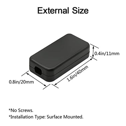 LeMotech Project Box 10 Pieces ABS Plastic Electrical Project Case Small Junction Box for Electronics Black 1.6 x 0.8 x 0.4 inch (40 x 20 x 11 mm) - size: 1.6" x 0.8" x 0.4"(10pc)