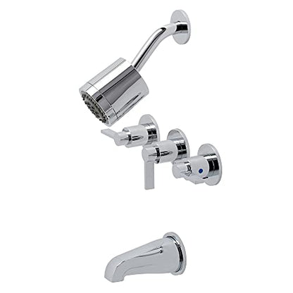 Kingston Brass KBX8131NDL 5-Inch length in Tub Spout NuvoFusion Three Handle Tub and Shower Faucet, Polished Chrome - color: Polished Chrome