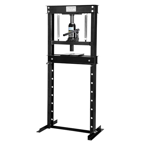 12 Ton h Frame Hydraulic Shop Press, Heavy Duty Garage Floor Press with Adjustable Height, Built in Relief Valve, Professional Grade Car Repair Tool for Bending Straightening Bearings u Joints,Black - size: 12 Ton