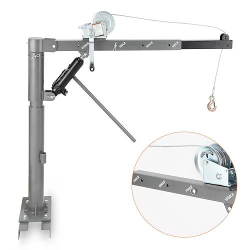 PioneerWorks 1000 LBS Hydraulic Pickup Truck Crane Hoist, 4 Adjustable Load Levels Non-Electric Manual Truck Bed Lifting Crane, Silver - color: Silver