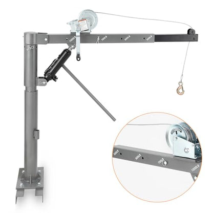 PioneerWorks 1000 LBS Hydraulic Pickup Truck Crane Hoist, 4 Adjustable Load Levels Non-Electric Manual Truck Bed Lifting Crane, Silver - color: Silver