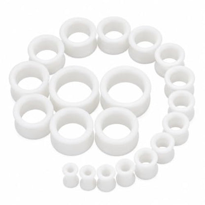 Oyaface 20 PCS Piercing Tunnel Set Soft/Hard Silicone Flesh Ear Plugs 2g-25mm Flexible Ear Stretching Gauge Expander - color: White