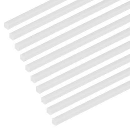M METERXITY 10-Pack Square Plastic Bars Rods, 4mm x 250mm ABS Smooth Plastic Tube Rod for DIY Craft Sticks/Sand Table Model/Scene Making, Easy to Cut and Paint[White] - size: 4mm x 250mm