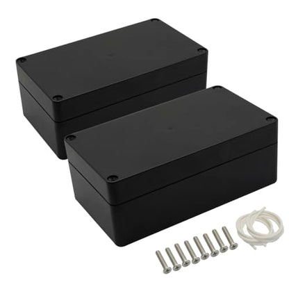 LeMotech Project Box ABS Plastic Junction Box IP65 Waterproof Electrical Boxes Universal Enclosure Black 6.2X 3.5X 2.4 inch (158x90x60mm)（Pack of 2） - color: Black (2 packs), size: 6.2" x 3.5" x 2.4"