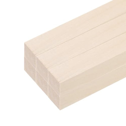 MECCANIXITY 6pcs Wood Sticks 1"x1"x12" Rectangle Wooden Cube - size: 1"x 1" x 12"