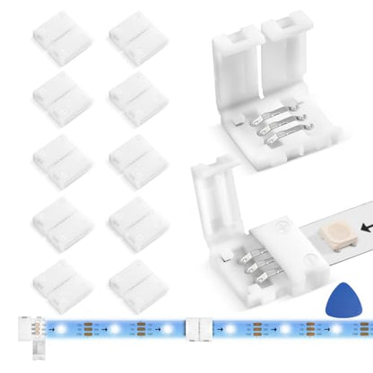 WENHSIN 10Packs 3-Pin RGB LED Light Strip Connectors 8mm Unwired Gapless Solderless Adapter Terminal Extension - size: 8MM-3PIN
