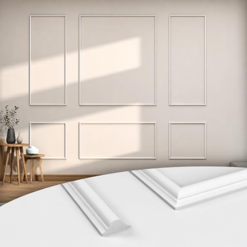 COUKIU 6 Sets Pre-Cut Wall Molding kit,Ready to Assemble Accent Molding Wainscoting Panels for Interior Walls Home Decor（6 Frames，Style1) - size: 6 Frames, Style 1
