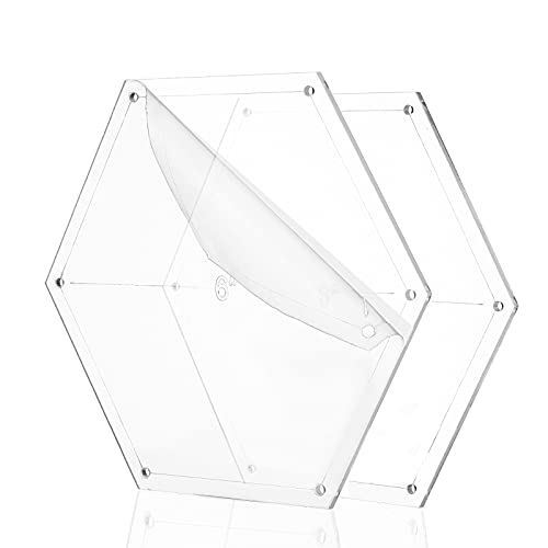 BENECREAT 6Pcs Mixed Sizes Hexagon Quilting Template Transparent Pressure Plate(Hole: 3mm) with 6 Mixed Size - color: Hexagon Set - 6 Sizes
