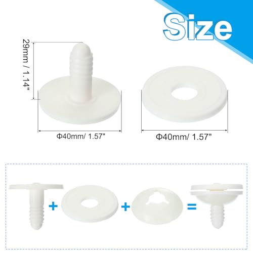 PATIKIL 40mm Doll Joints, 10 Set Plastic Removable Animal Joints Connector Engage Bolt for Bear Soft Limbs Making Head Joints DIY Crafts Accessories, White - size: 40mm