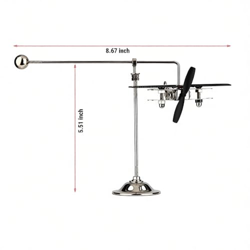 Sunnytech Solar Aircraft Balance Toy Plane Black Propeller Kinetic Art Balancing Decompression Science Home Office Toy for Desk Physics Toy WJ156 - size: 8.67 in (W)* 5.51 in (H)